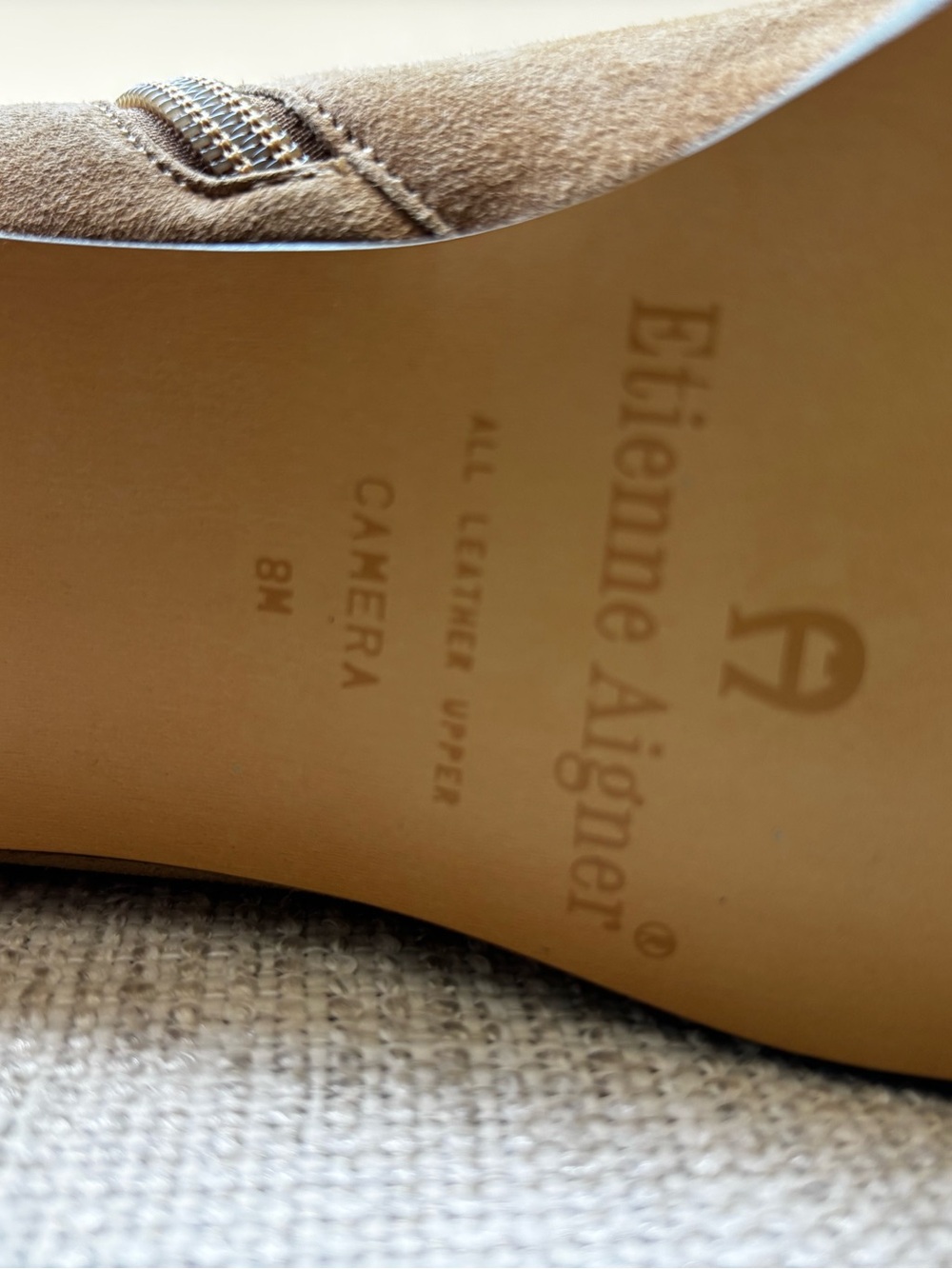 Etienne Aigner Tan Suede Block-Heel Ankle Boot - Picture 8 of 9